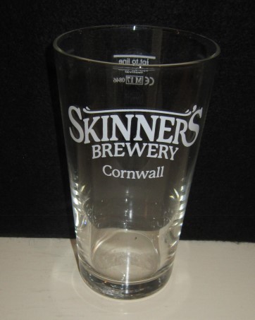 beer glass from the Skinner's  brewery in England with the inscription 'Skinners Brewery Cornwall'