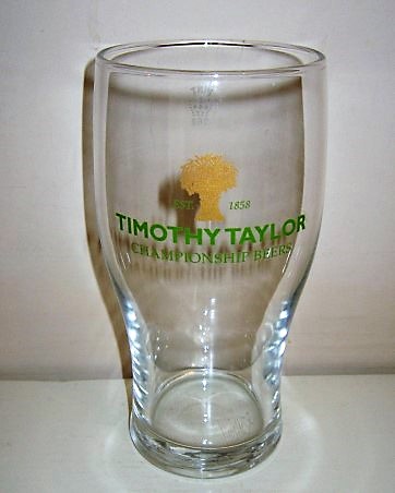 beer glass from the Timothy Taylor brewery in England with the inscription 'Timothy Taylor Championship Beers'