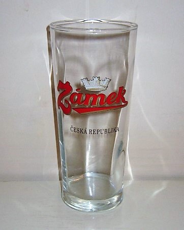 beer glass from the Zamek Liten brewery in Czech Republic with the inscription 'Zamek Ceska Republika'