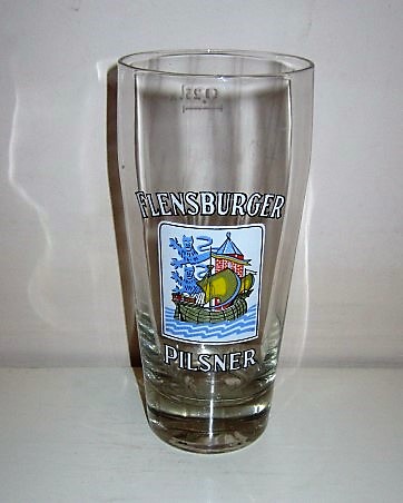 beer glass from the Flensburger  brewery in Germany with the inscription 'Flensburger Pilsner'