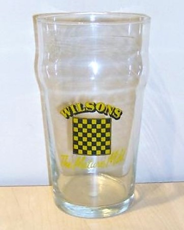 beer glass from the Wilson's brewery in England with the inscription 'Wilsons The Mature Mild'