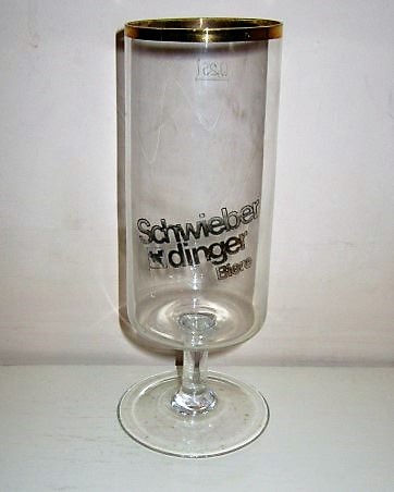 beer glass from the Schwieberdinger brewery in Germany with the inscription 'Schwieber Dinger Biere'
