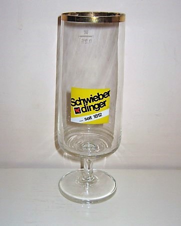beer glass from the Schwieberdinger brewery in Germany with the inscription 'Schwieber Dinger Biere Seit 1812'