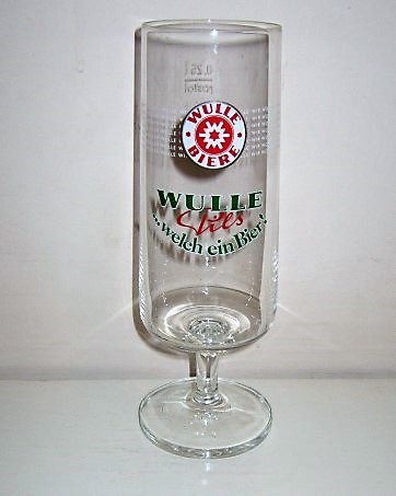 beer glass from the Dinkelacker-Schwabenbraeu brewery in Germany with the inscription 'Wulle Biere, Wulle Pils Welch Ein Bier'