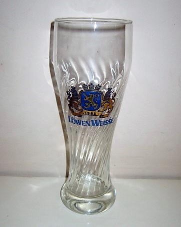 beer glass from the Lowenbrau brewery in Germany with the inscription '1383 Lowen Weisse'