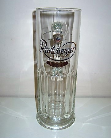 beer glass from the Radeberger Gruppe  brewery in Germany with the inscription 'Koniglich Sachsische Braukunst Seit 1872 Radeberger Pilsner'