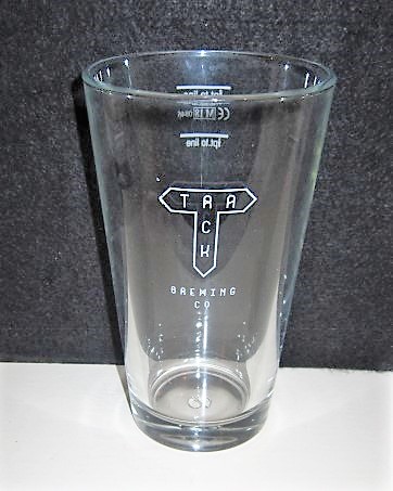 beer glass from the Track brewery in England with the inscription 'Track Brewing Co'