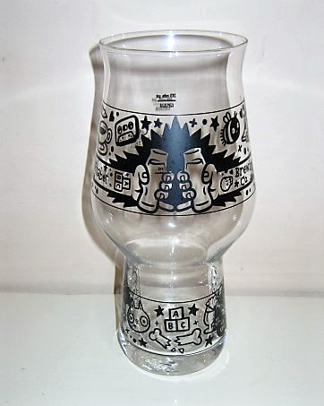 beer glass from the Alphabet brewery in England with the inscription 'Alphabet Brewing Co'