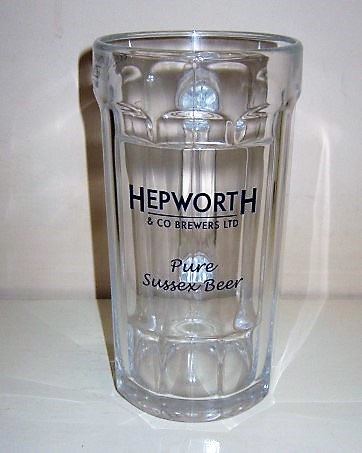 beer glass from the Hepworth brewery in England with the inscription 'Hepworth & Co Brewery, Pure Sussex Beer'