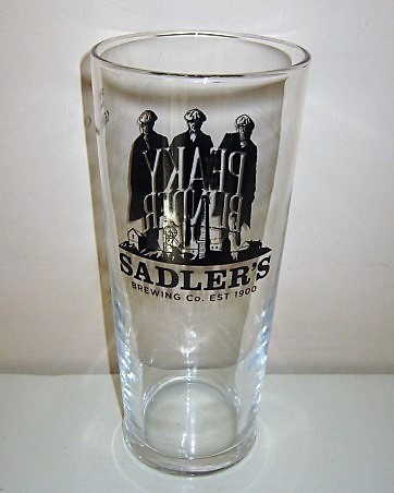 beer glass from the Sadler's brewery in England with the inscription 'Sadler's Brewing Co Est 1900'