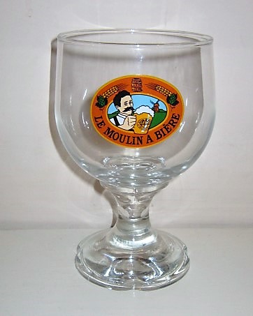 beer glass from the Le Moulin brewery in France with the inscription 'Le Moulin A Biere'