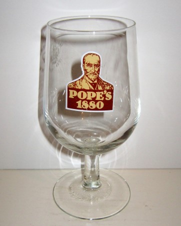 beer glass from the Eldridge Pope brewery in England with the inscription 'Pope's 1880'