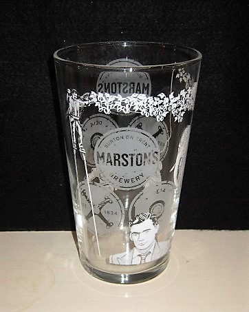 beer glass from the Marston's brewery in England with the inscription 'Marston's Brewery, Burton On Trent'