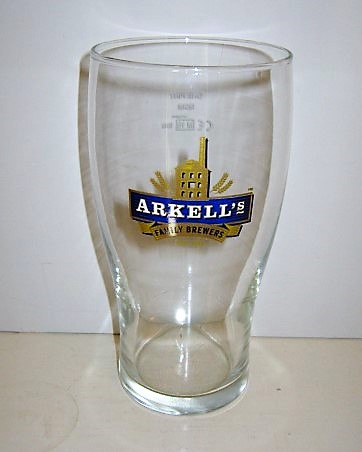 beer glass from the Arkell's  brewery in England with the inscription 'Arkell's Family Brewers EST 1843'