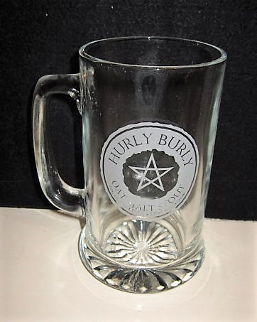 beer glass from the Maclay Thistle brewery in Scotland with the inscription 'Hurley Burley Oat Malt Stout '