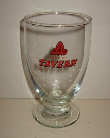 beer glass from the H. & G. Simonds brewery in England with the inscription 'The Hop Leaf Tavern'