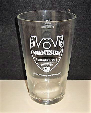 beer glass from the Wantsum brewery in England with the inscription 'Wantsum Brewery Ltd, Go On You Know You Wantsum'