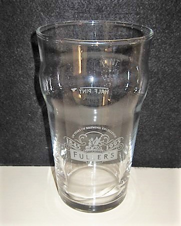 beer glass from the Fuller's brewery in England with the inscription '150 Years Of Brewing Excellence 1845 Fuller' Chiswick'