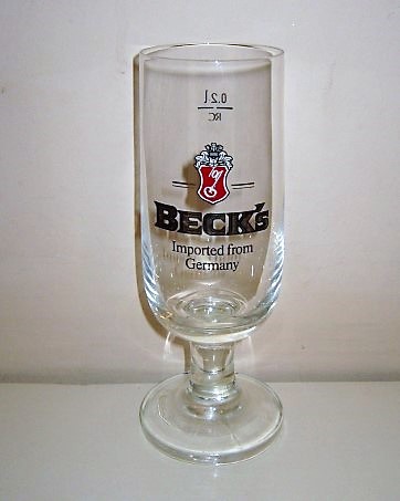 beer glass from the Beck & Co. brewery in Germany with the inscription 'Beck's Imported From Germany'