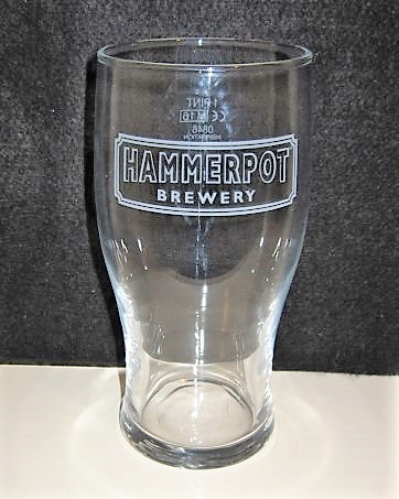 beer glass from the Hammerpot  brewery in England with the inscription 'Hammerpot Brewery'