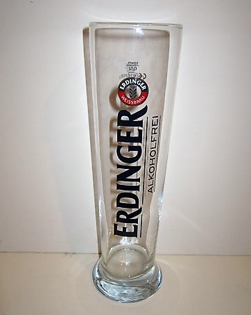 beer glass from the Erdinger  brewery in Germany with the inscription 'Erdinger Wissbrau, Erdinger Alkoholfrei'