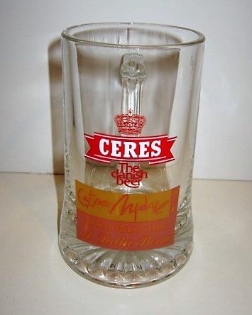 beer glass from the Ceres brewery in Denmark with the inscription 'Ceres The Danish Beer Bardonecchia'