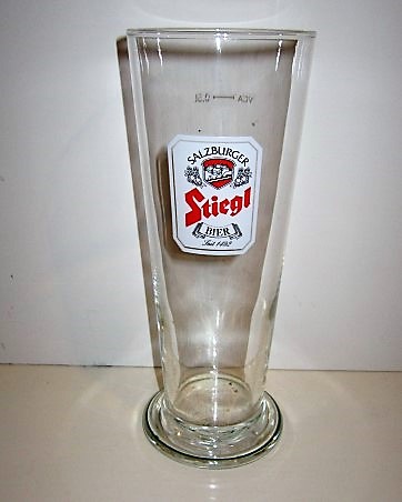 beer glass from the Stiegl brewery in Austria with the inscription 'Salzburger Stiegle Biere Siet 1492'