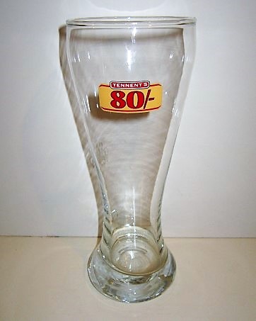 beer glass from the Tennent's brewery in Scotland with the inscription 'Tennent's 80/-'