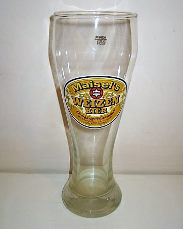 beer glass from the Gebruder Maisel brewery in Germany with the inscription 'Maisel's Weizen Bier Oberjarige Spezialitat'