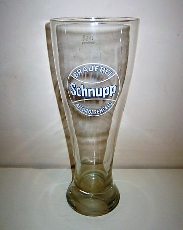 beer glass from the Gasthof Schnupp brewery in Germany with the inscription 'Schnupp Brauerei Altdrossenfeld'