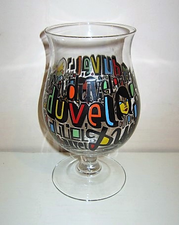 beer glass from the Duvel Moortgat brewery in Belgium with the inscription 'Duvel'