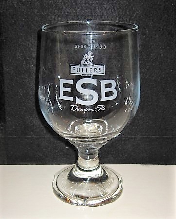 beer glass from the Fuller's brewery in England with the inscription 'Griffin Brewery Fuller's Chiswick ESB Champion Ale'
