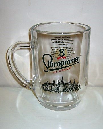beer glass from the Staropramen brewery in Czech Republic with the inscription 'Staropramen 1869 Est In Prague'