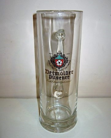 beer glass from the Strate Detmold brewery in Germany with the inscription 'Detmolder Pilsener Seit 1863 Brauerei Strate Detmold Echt Handgebraui'