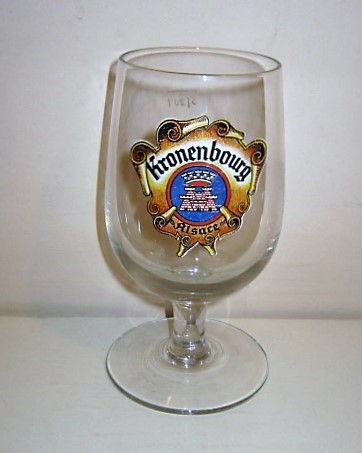 beer glass from the Kronenbourg brewery in France with the inscription 'Kronenbourg Alsace'