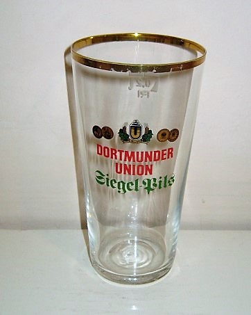 beer glass from the Dortmunder Union  brewery in Germany with the inscription 'Dortmunder Union Siegel Pils'