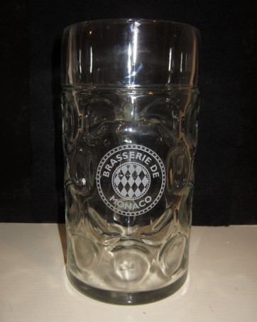 beer glass from the Brasserie De Monaco brewery in France with the inscription 'Brasserie De Monaco'