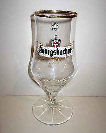 beer glass from the Konigsbacher brewery in Germany with the inscription 'Konigsbacher Pils '