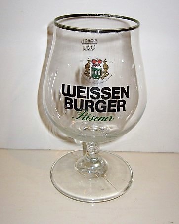 beer glass from the Warsteiner brewery in Germany with the inscription 'Weissen Burger Pilsener'