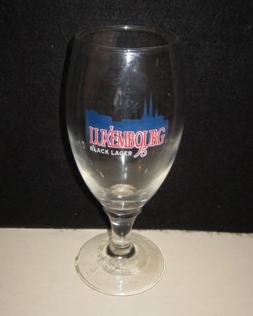 beer glass from the Mousel Reunies brewery in Luxembourg with the inscription 'Luxembourg Black Laber'