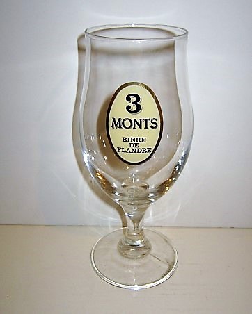 beer glass from the St. Sylvestre brewery in France with the inscription '3 Monts Biere De Flandre'