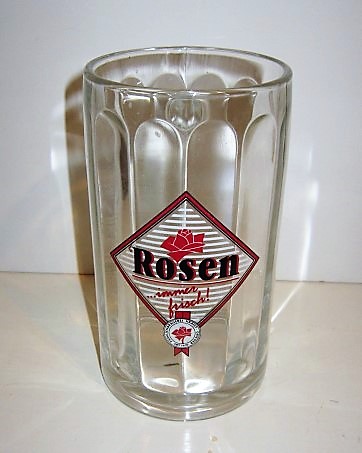 beer glass from the Rosenbrauerei Pneck brewery in Germany with the inscription 'Rosen Familienbrauerei Kraisy Grieger Seit 1630'