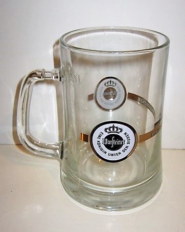 beer glass from the Warsteiner brewery in Germany with the inscription 'Warsteiner Eine Koinigin Unter Den Bieren'