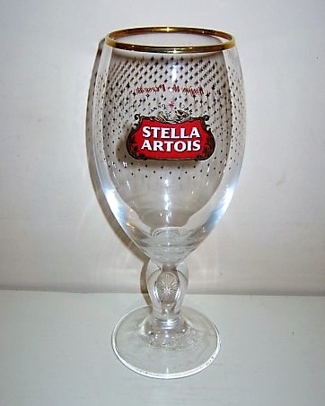 beer glass from the Stella Artois brewery in Belgium with the inscription 'Stella Artois Anno 1366'