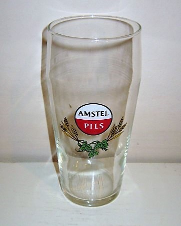 beer glass from the Amstel brewery in Netherlands with the inscription 'Amstel Pils'