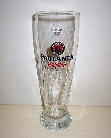 beer glass from the Paulaner brewery in Germany with the inscription 'Paulaner Munchen, Paulaner Weisbier'