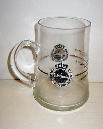 beer glass from the Warsteiner brewery in Germany with the inscription 'Warsteiner Premium Verum Eine Konigin Unter Den Bieren'