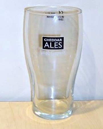 beer glass from the Cheddar Ales brewery in England with the inscription 'Cheddar Ales Simply Gorgeous'
