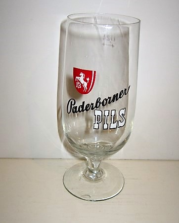 beer glass from the Paderborner brewery in Germany with the inscription 'Paderborner Pils'