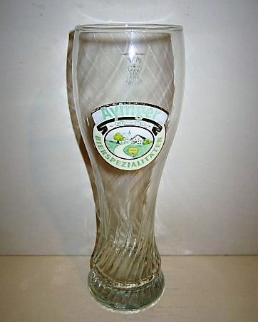 beer glass from the Ayinger brewery in Germany with the inscription 'Aylinger Bierspezialitaten, Brau Von Ayling'